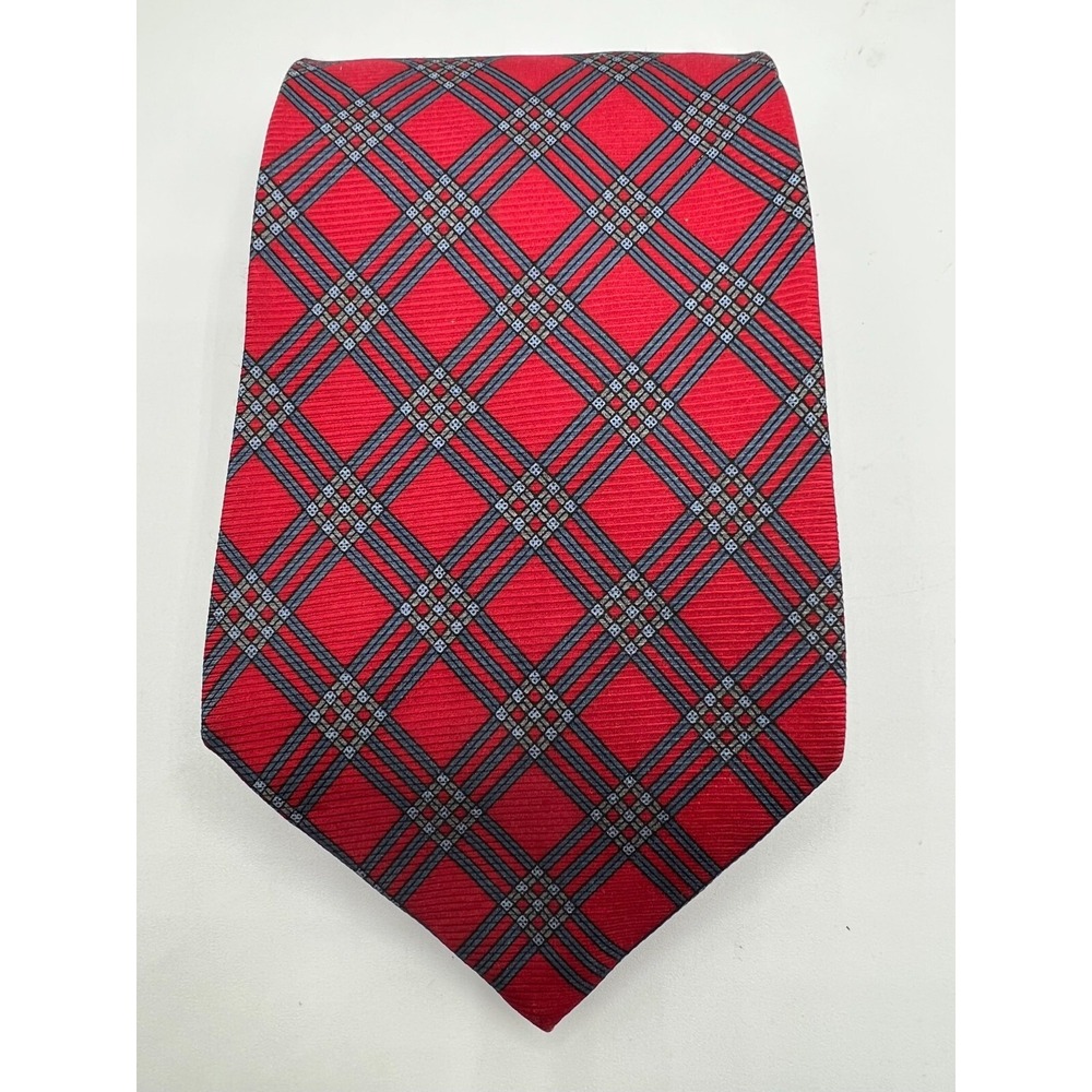 CHAPS RALPH LAUREN Silk‎ Tie Men's Red Geometric Necktie USA 57.25"x4"
